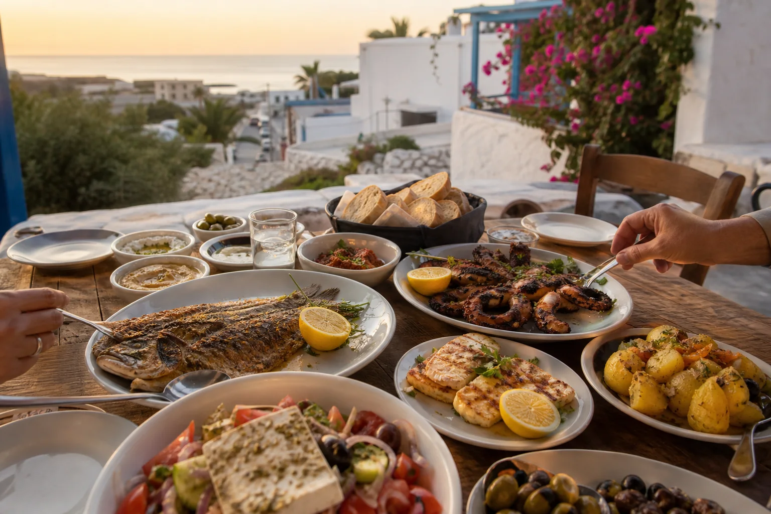 Greek dinner table